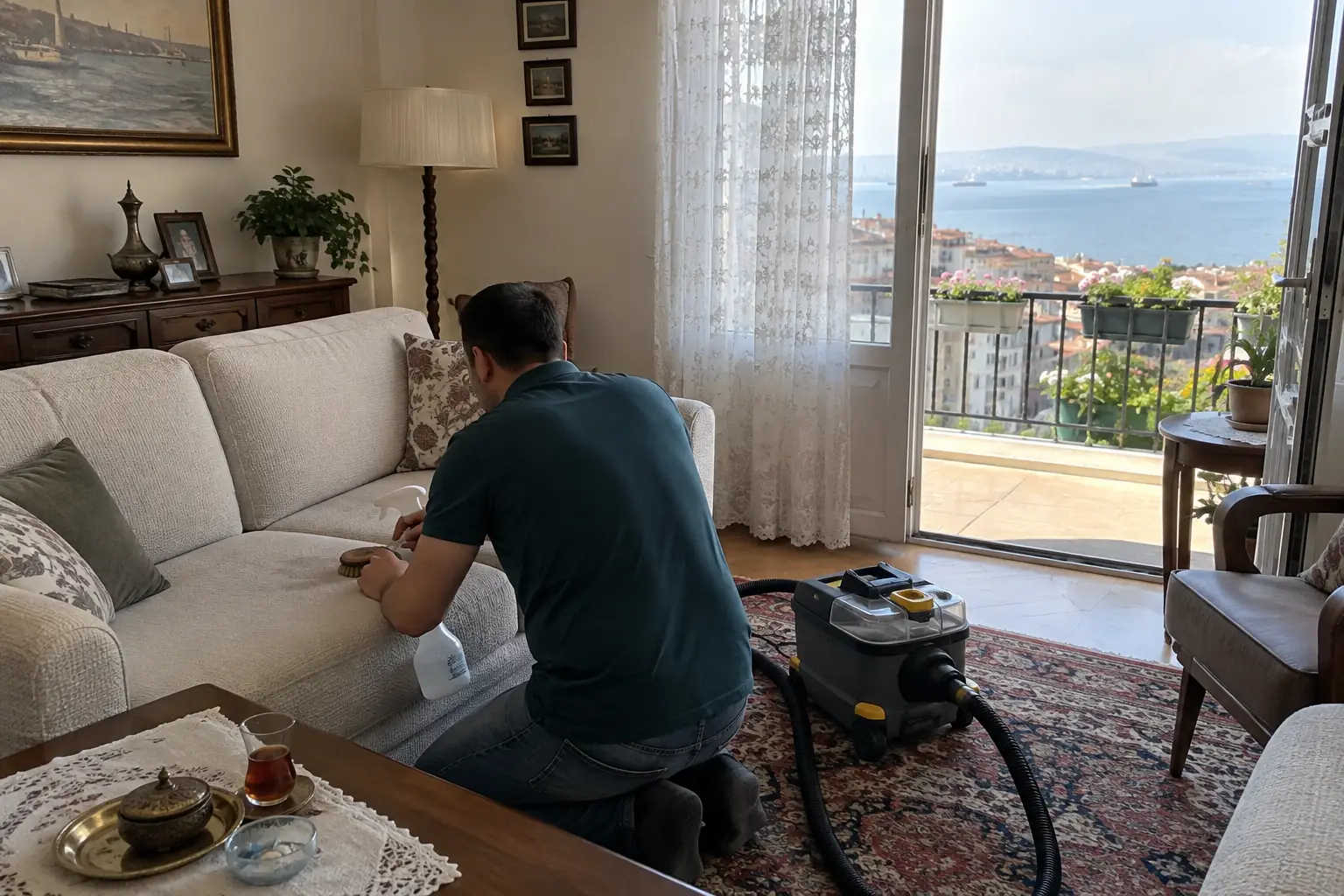 Kumaş koltukta leke ön işlemi